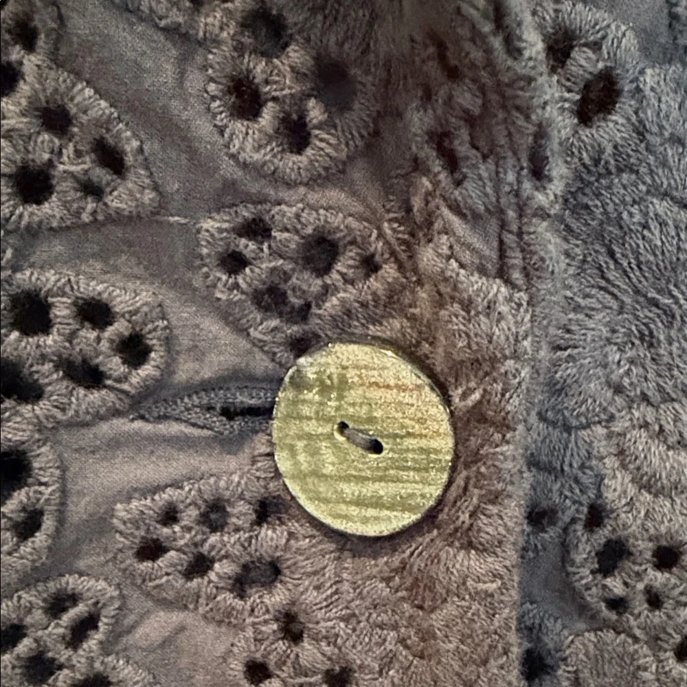 Sandro sz M 100% Cotton Women's Dark Blue Floral Lace Eyelet single but. Blazer - Picture 5 of 10